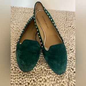 Green suede flats